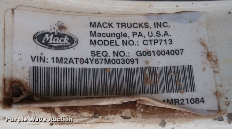 image for item DJ1978 2007 Mack Granite CTP713  dump truck