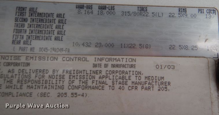 image for item DJ7302 2003 Sterling L7500  sewer jetter truck