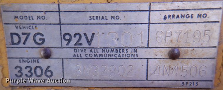 image for item DL0171 1975 Caterpillar D7G  dozer