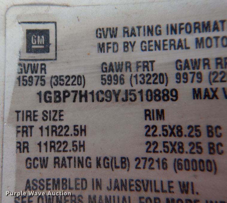 image for item DL0178 2000 Chevrolet C8500  bucket truck