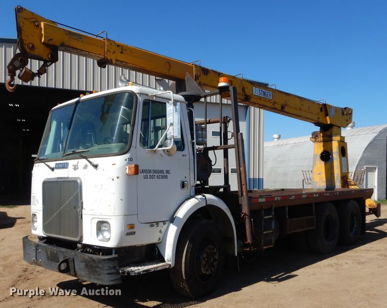 image for item DL6345 1987 Volvo White WX64T  crane truck