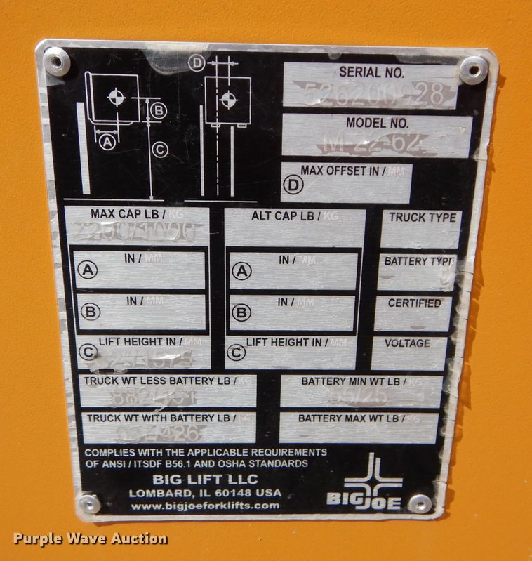 image for item DM4382 Big Joe M-2962  order picker