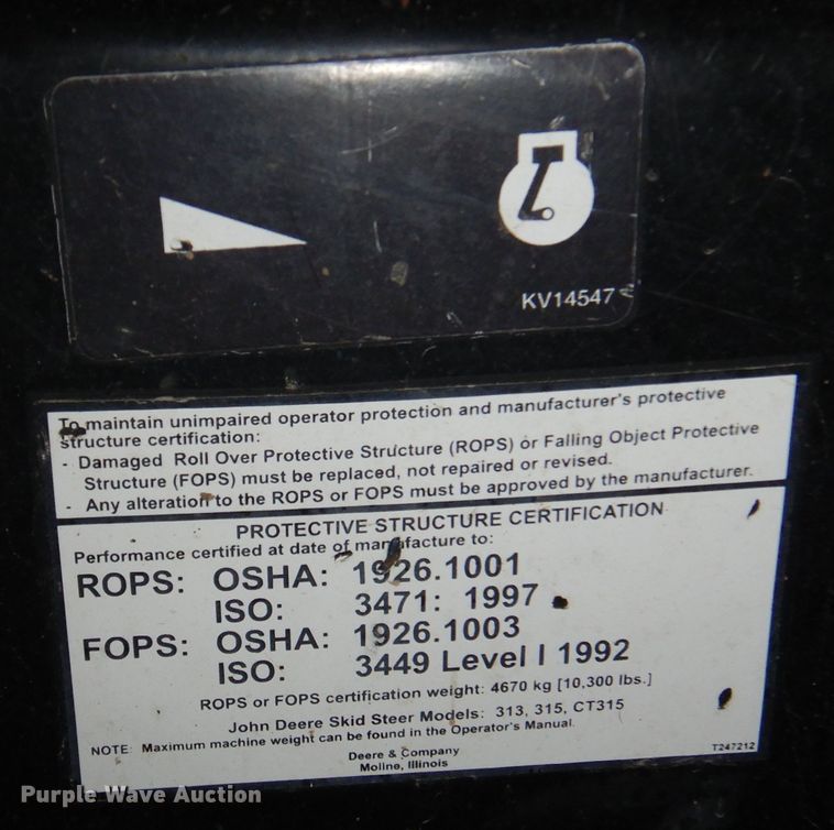 image for item DM6462 2009 John Deere CT315  tracked skid steer loader