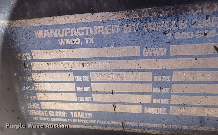 image for item DN1946 1994 Wells Cargo  jobsite trailer