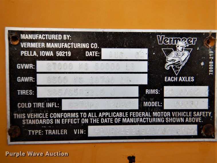 image for item HT9424 2004 Vermeer HG6000  horizontal grinder