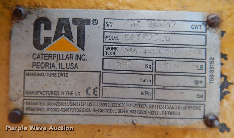 image for item HU9295 2007 Caterpillar 324D  excavator