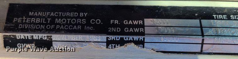 image for item IC9988 1984 Peterbilt 359  roll-off container truck