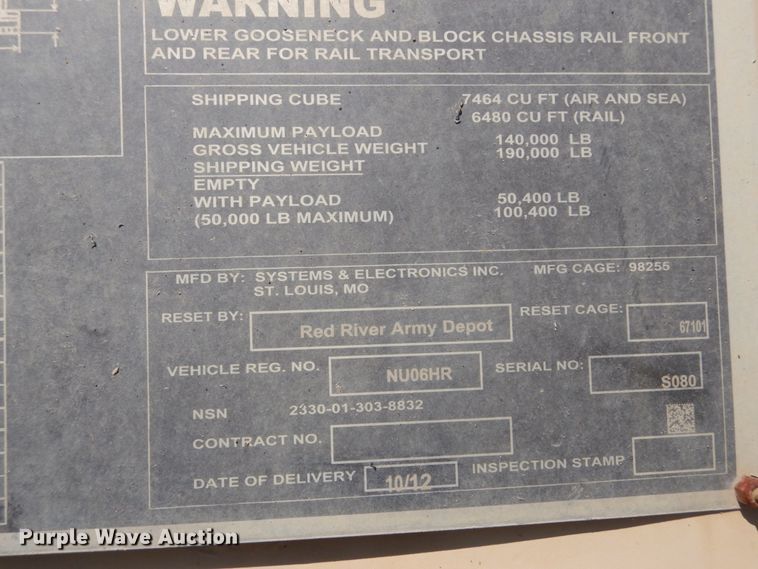 image for item JG9094 2012 Systems & Electronics M1000  equipment trailer