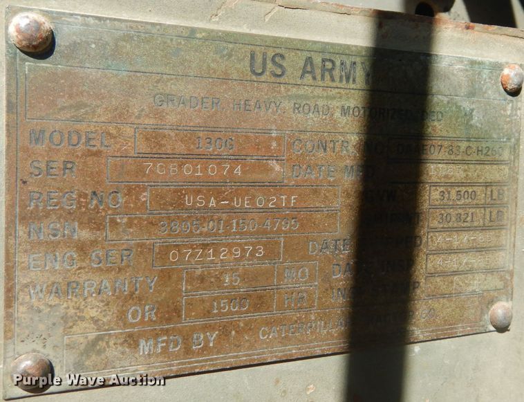 image for item JG9095 1985 Caterpillar 130G  motor grader