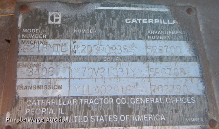 image for item JG9096 1985 Caterpillar 621B  conventional scraper