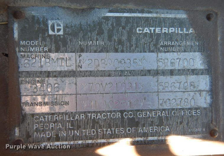 image for item JG9096 1985 Caterpillar 621B  conventional scraper