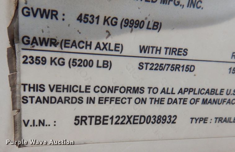 image for item JQ9148 2014 Lark United  enclosed cargo trailer with ground thaw machine