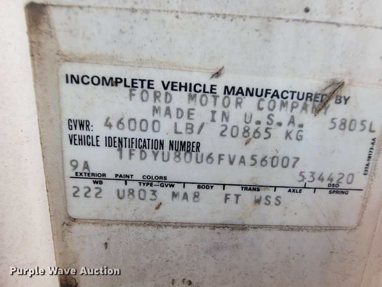 image for item KD9547 1985 Ford L8000  crane truck