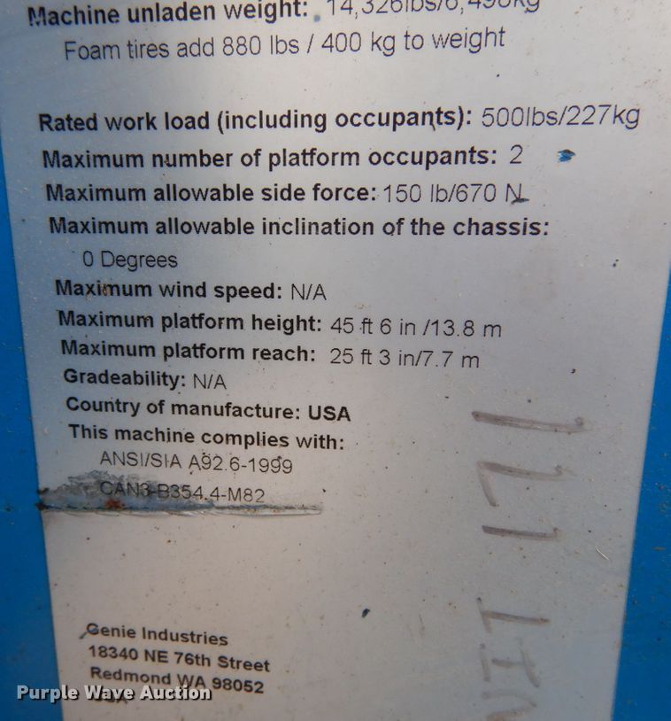 image for item KI9536 2001 Genie Z45/25J  boom lift