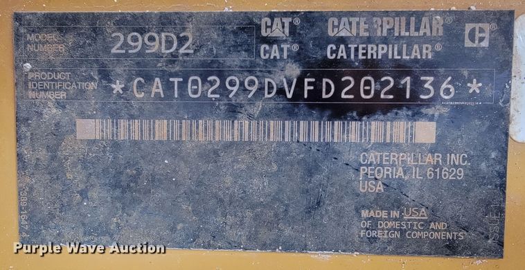 image for item KQ9252 2017 Caterpillar 299D2  tracked skid steer loader