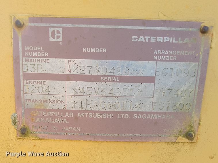 image for item KQ9279 1986 Caterpillar D3B  dozer