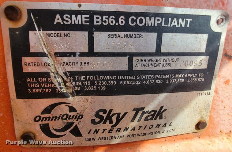 image for item KQ9288 2002 SkyTrak 6036  telehandler