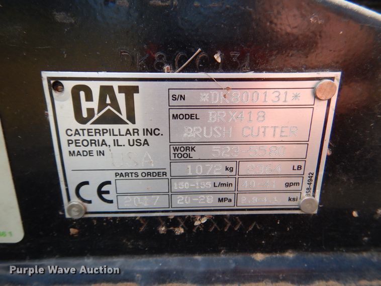 image for item KQ9720 2017 Caterpillar BRX418 75"W skid steer rotary mower