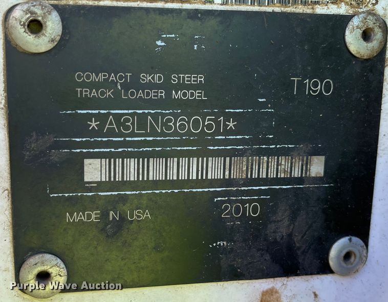 image for item KU9127 2010 Bobcat T190  tracked skid steer loader