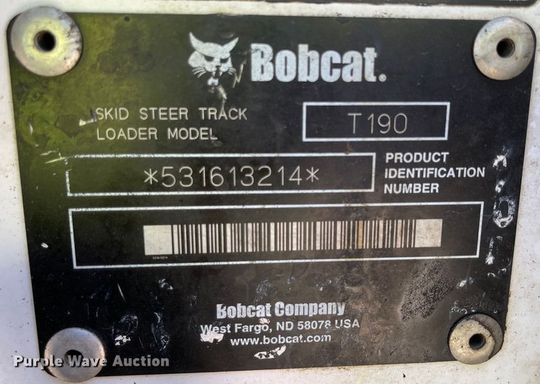 image for item KU9128 2006 Bobcat T190  tracked skid steer loader