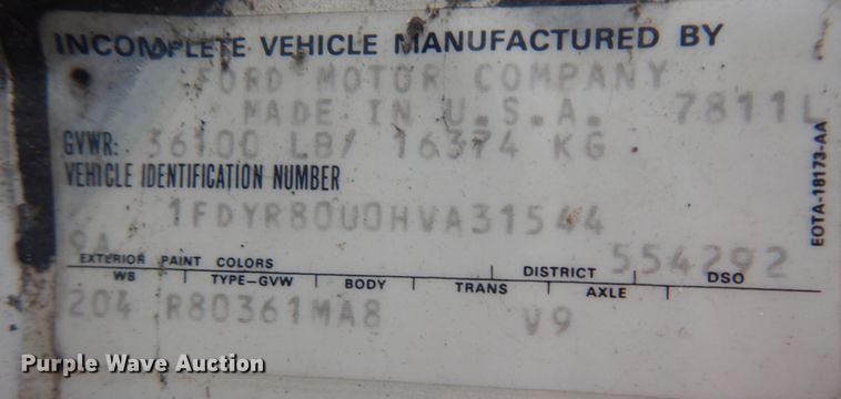 image for item KU9143 1987 Ford L8000  sewer jetter truck