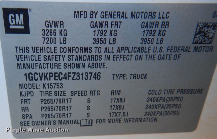 image for item DA5357 2015 Chevrolet Silverado 1500  Double Cab pickup truck