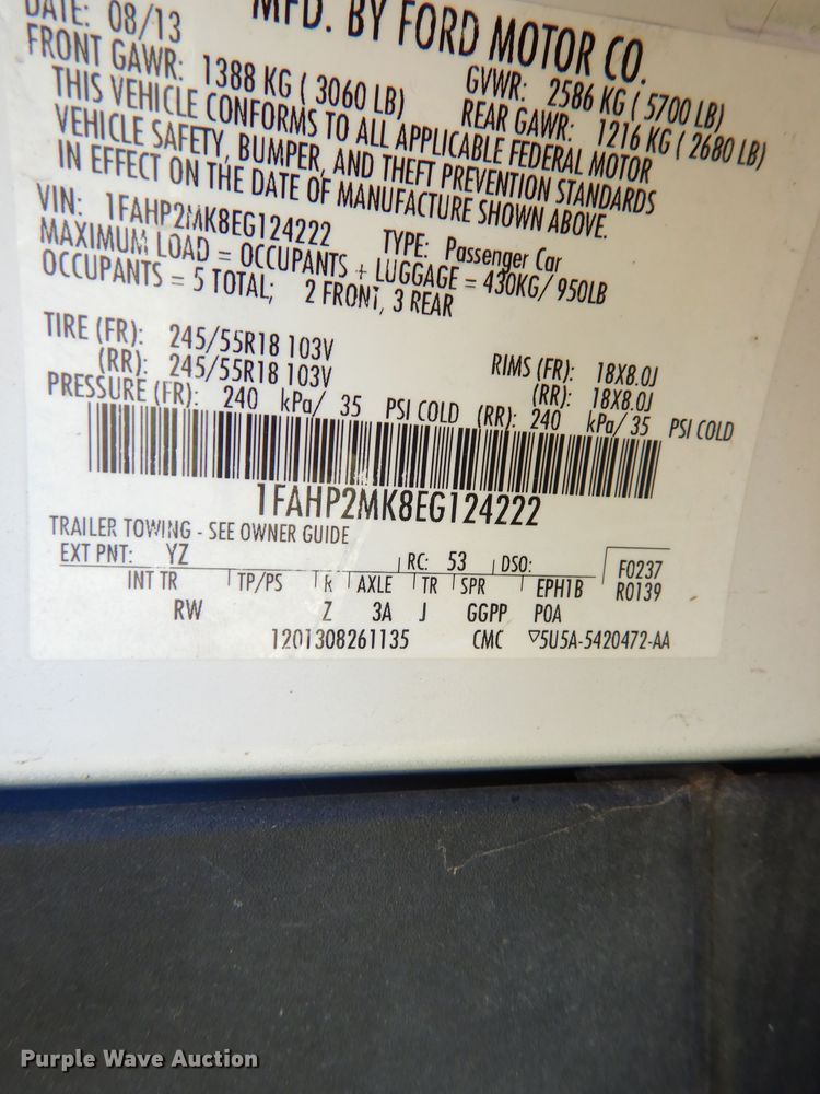 image for item DK2992 2014 Ford Taurus Police Interceptor