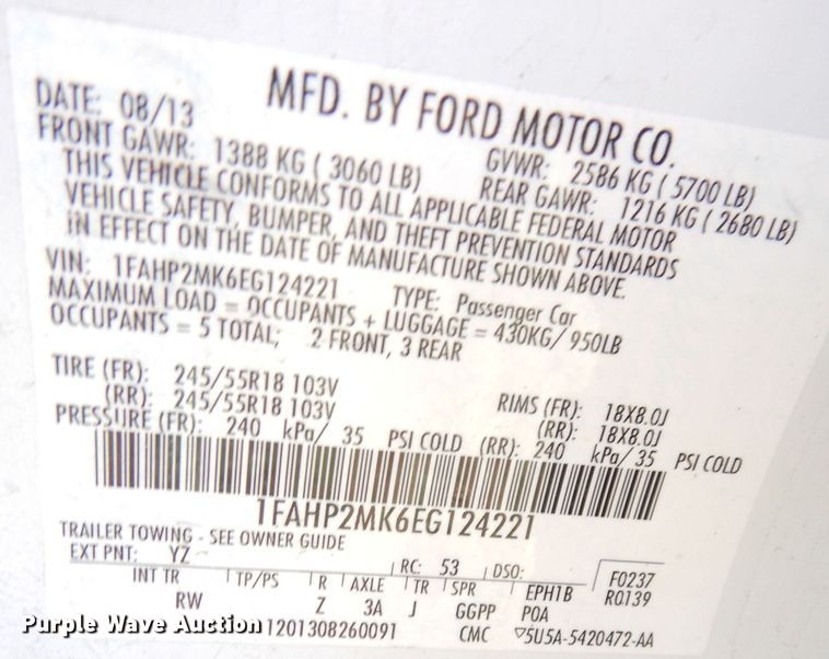 image for item DK2993 2014 Ford Taurus Police Interceptor