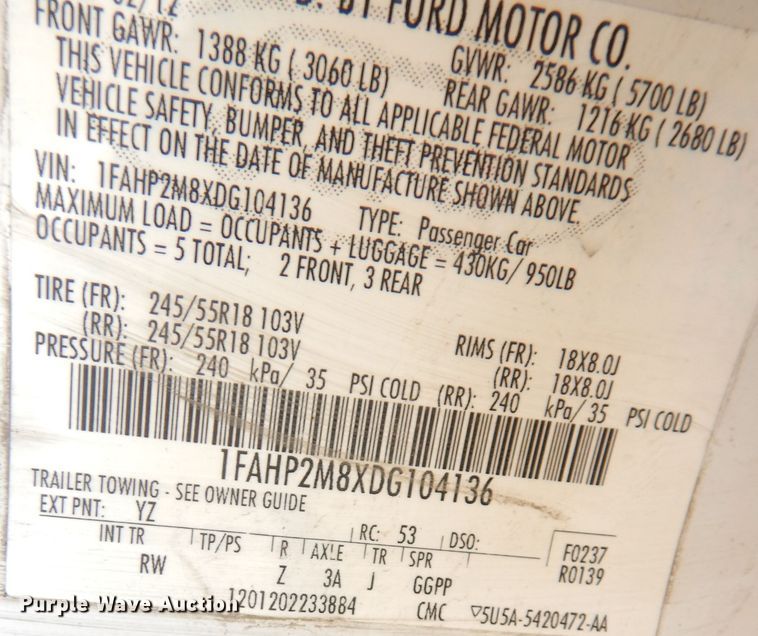 image for item DK2994 2013 Ford Taurus Police Interceptor