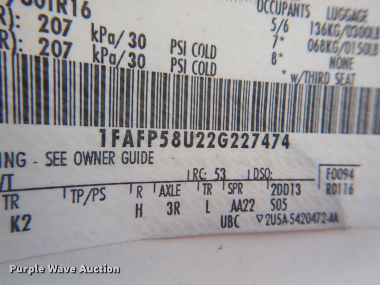 image for item DL0146 2002 Ford Taurus