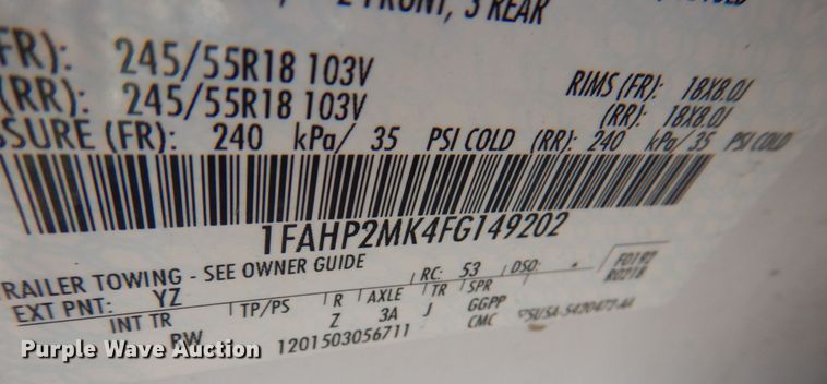 image for item DL0152 2015 Ford Taurus Police Interceptor