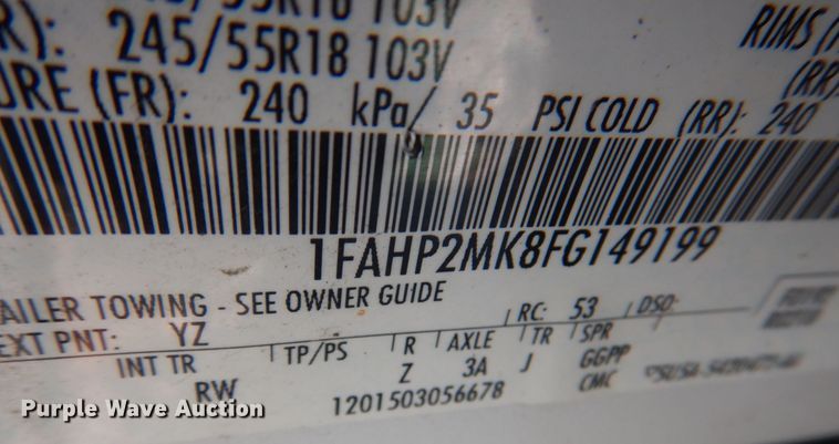 image for item DL0153 2015 Ford Taurus Police Interceptor