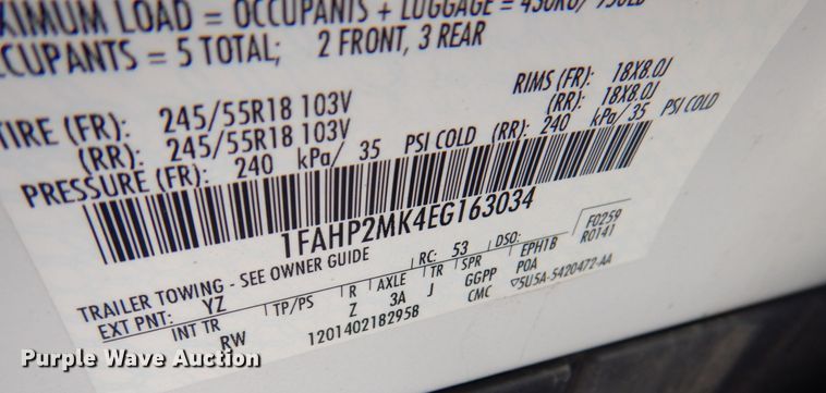 image for item DL0154 2014 Ford Taurus Police Interceptor