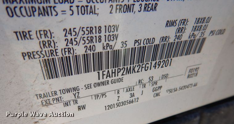 image for item DL0156 2015 Ford Taurus Police Interceptor