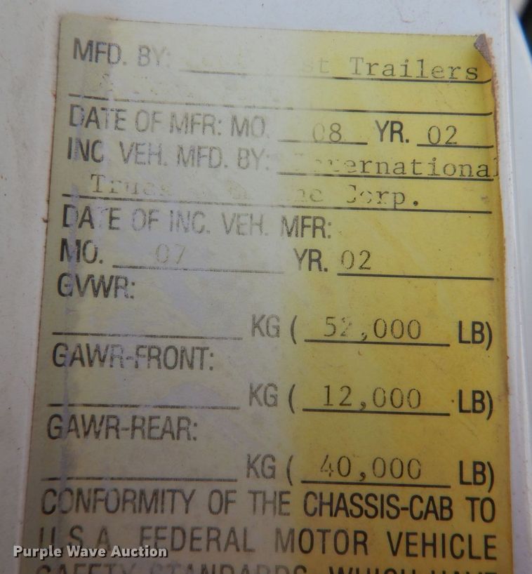 image for item DL0581 2003 International 7400  dump truck