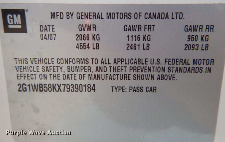 image for item DL1761 2007 Chevrolet Impala LS