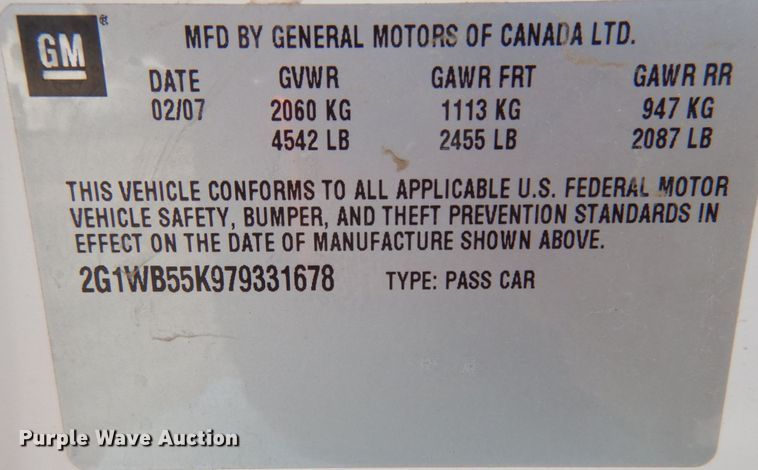 image for item DL1762 2007 Chevrolet Impala LS