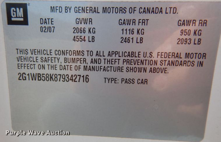 image for item DL1764 2007 Chevrolet Impala LS