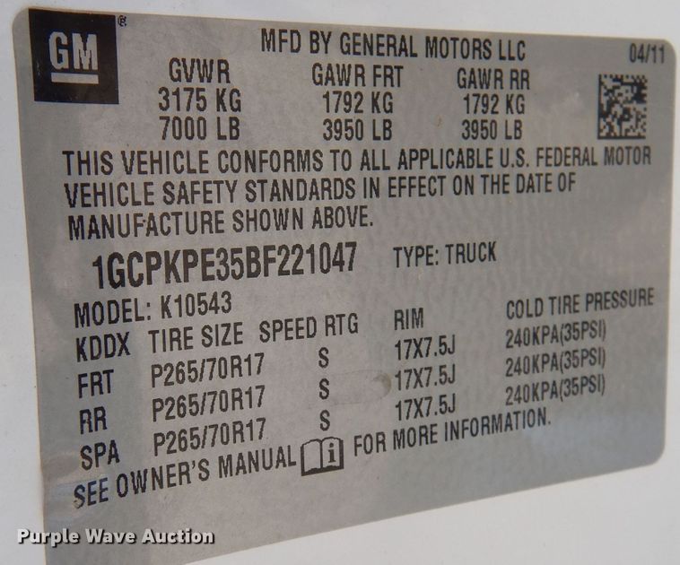 image for item DL3126 2011 Chevrolet Silverado 1500  Crew Cab pickup truck