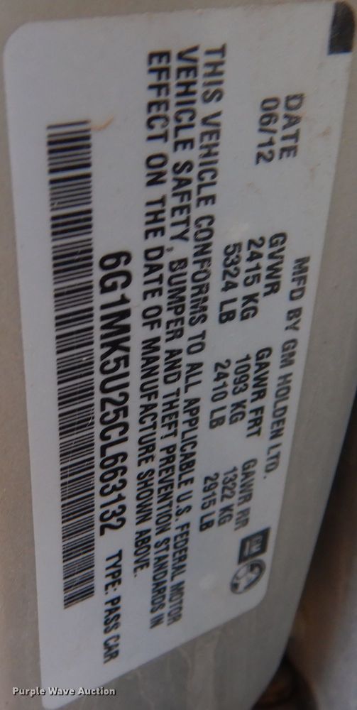 image for item DL3141 2012 Chevrolet Caprice Police