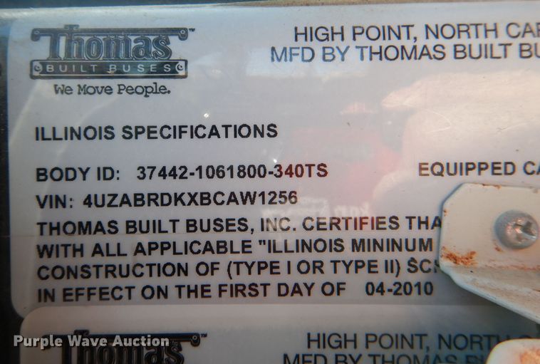 image for item DL3143 2011 Thomas Built  school bus