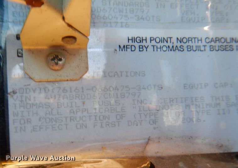 image for item DL3145 2007 Thomas Built  school bus