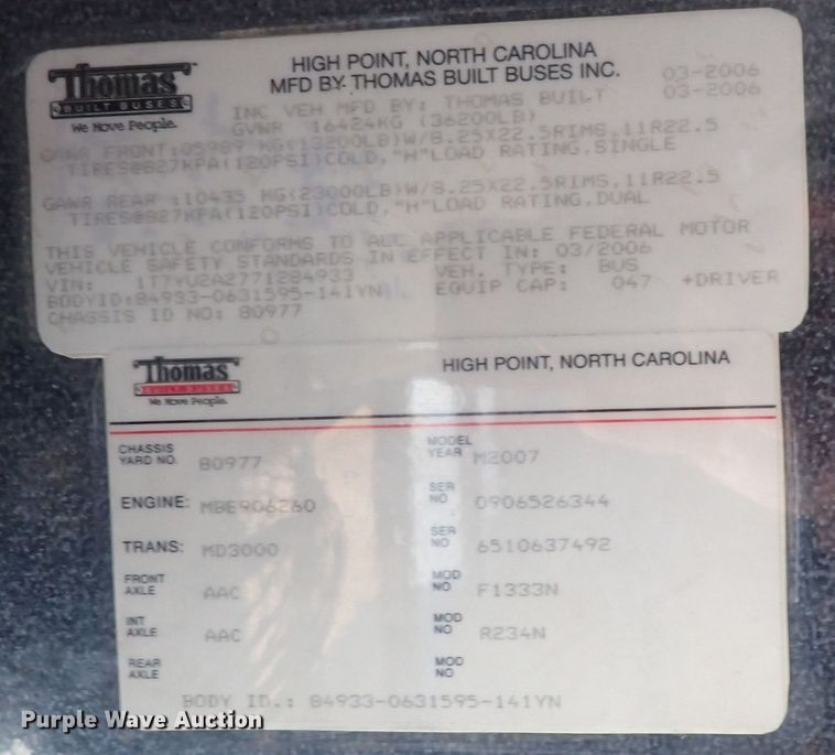 image for item DN2117 2007 Thomas  coach bus