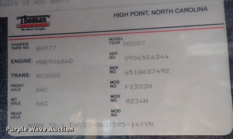 image for item DN2117 2007 Thomas  coach bus