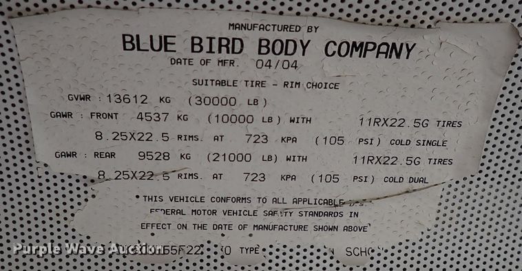 image for item DN2118 2005 Blue Bird Vision  school bus