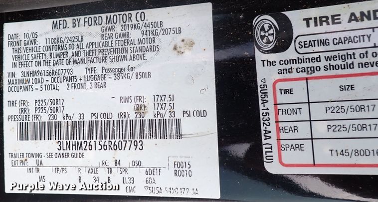 image for item DN2148 2006 Lincoln Zephyr