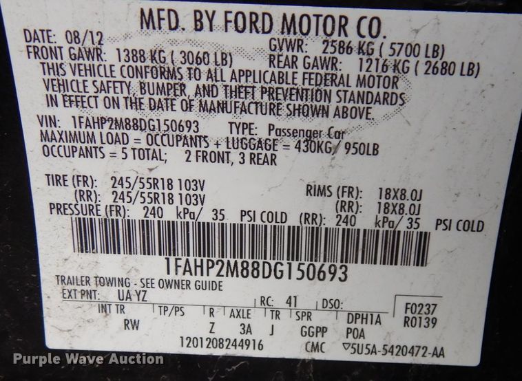 image for item JQ9231 2013 Ford Taurus Police Interceptor