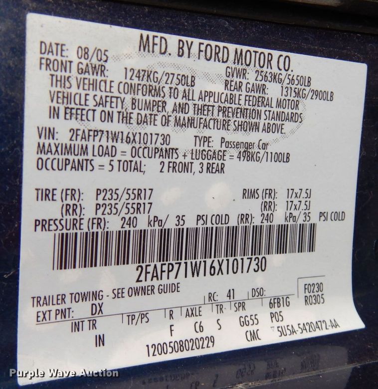 image for item JQ9236 2006 Ford Crown Victoria Police Interceptor