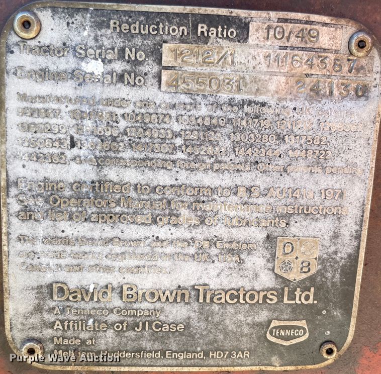 image for item JQ9513 David Brown 1210  tractor