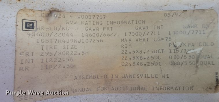 image for item KD9580 1992 Chevrolet TopKick C7500  water truck